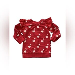 Monica + Andy Size 18-24 Months Red Heart Print Ruffle Sweatshirt